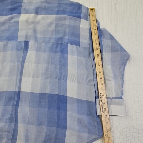 Old Navy Women's Loose Gossamer Boyfriend Shirt Blue White Plaid Size XXL - Picture 12 of 13